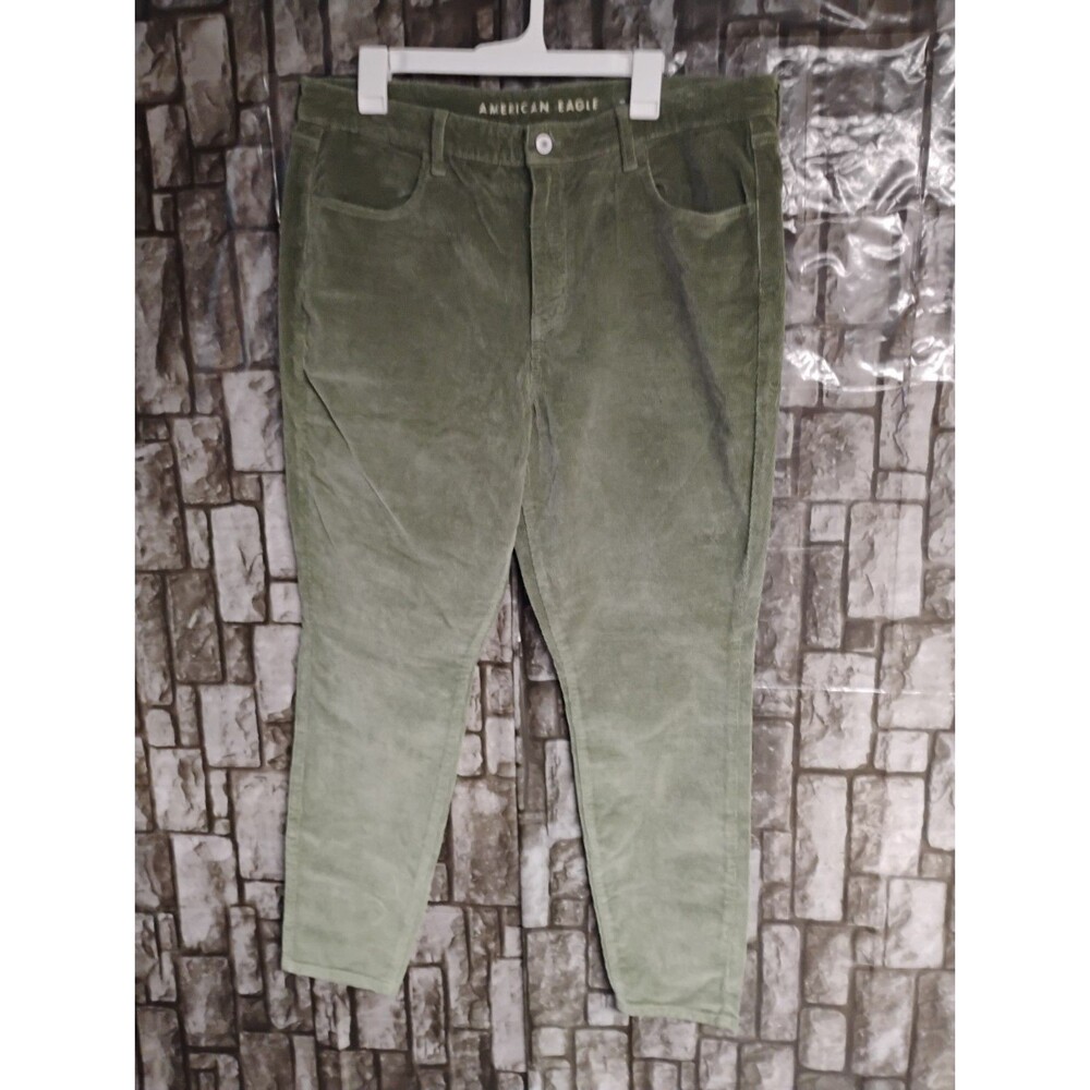 American Eagle Regular Pants Womens 18  Corduroy Green Stretch